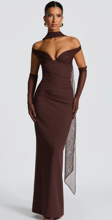 Abigail Maxi Dress - Plum Brown