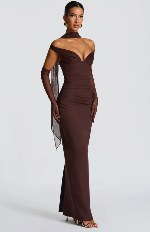 Abigail Maxi Dress - Plum Brown
