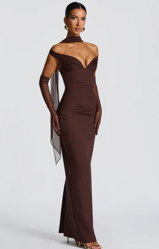 Abigail Maxi Dress - Plum Brown